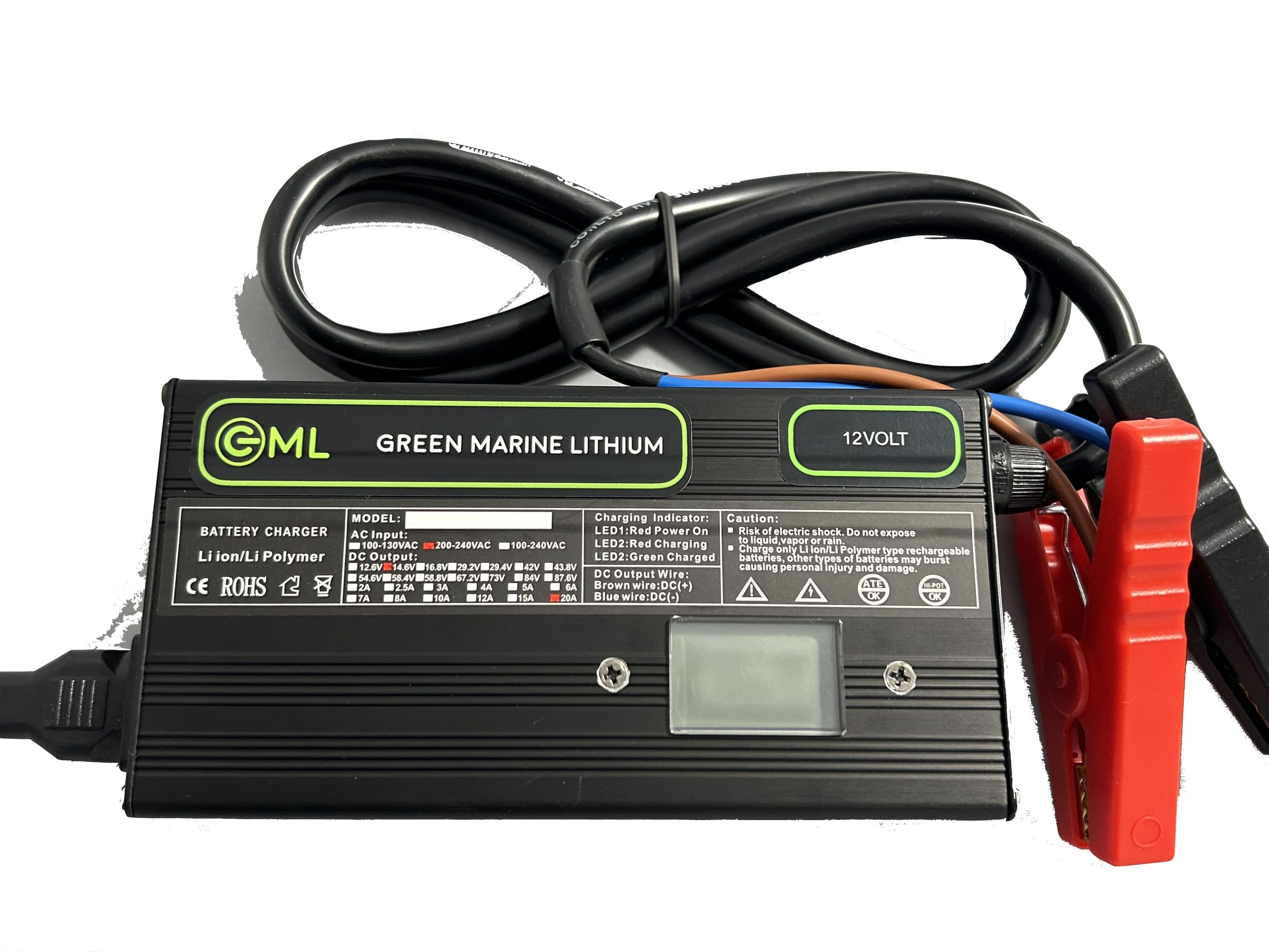 GML 12V 20amp Smart Fast Lithium Charger ac/dc